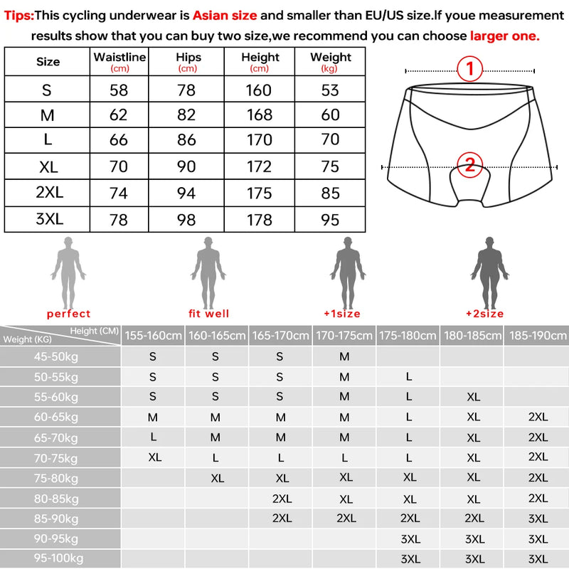 Men's Cycling Underwear Shorts with Pad