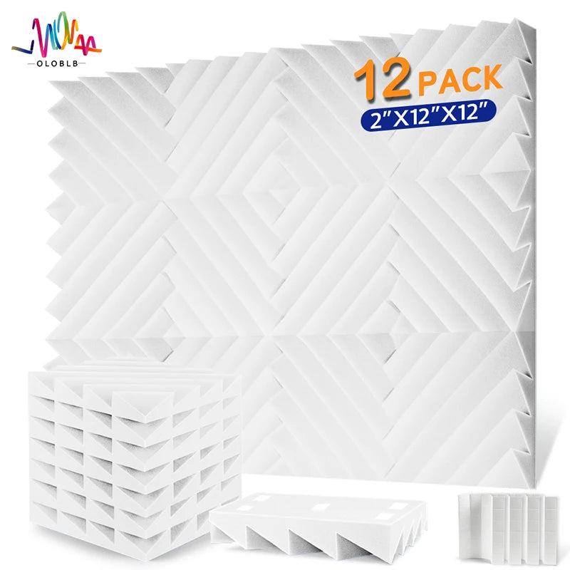 Studio Acoustic 12 Pcs, Self-adhesive Acoustic Insulation Wall Panels Foam Padding, Musical Recording Studio Home Decoration