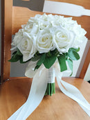 Bridal bouquets, white bridal bouquet, silk flowers, artificial roses,