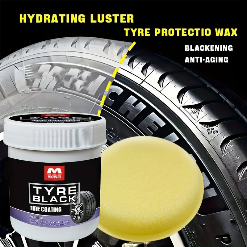 Tire Blackening Coating Wax - Hydrating Luster and Protection, Anti-Aging Tire Care Coating with Sponge Applicator