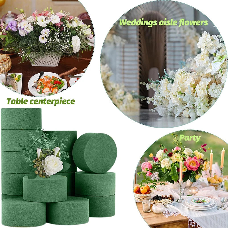 10Pcs 11.5cm Round Floral Foam Bricks for Wedding Party Table Arrangement Decoration Wet Foam Artificial Flower Mud Home Garden