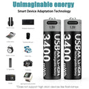 Type-C Rechargeable Lithium Battery for Camera Remote Control Smart Door Lock Microphone Mouse. - 3400mWh 1.5V AA USB