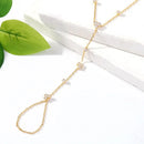 Simple Personality Gold Color Stainless Steel Y Chain Zircon Inlay Adjustable Bracelets for Women Ring Connect Bracelets Jewelry