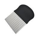 Stainless steel French fry cutter.