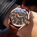 Quartz Watch, Fashion Business, Three-Eye Roman Dial Bamboo Belt.