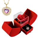 Gift for women, gift box with eternal rose and heart necklace, jewelry box
