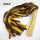 Wedding wand set with fuchsia and pink ribbon and gold bells