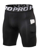 Men's Gym Shorts with Pockets, Workout Compression Tights