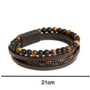 Fashion Layered Handmade Braided Leather Bracelet,Tiger Eyestone Beaded Bracelet, Characteristic Punk Bracelet. - 4 Style