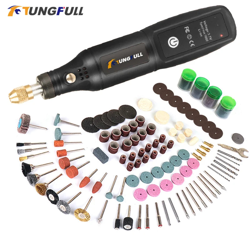 Dremel tool, cordless drill, rotary tool, mini electric drill.