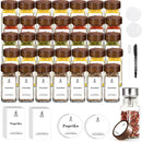 12/24/35 Pcs Spice Jars with Acacia Wood Lids, 120ml Transparent Glass Containers with Spice Labels, Kitchen Spice Bottles