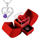 Gift for women, gift box with eternal rose and heart necklace, jewelry box