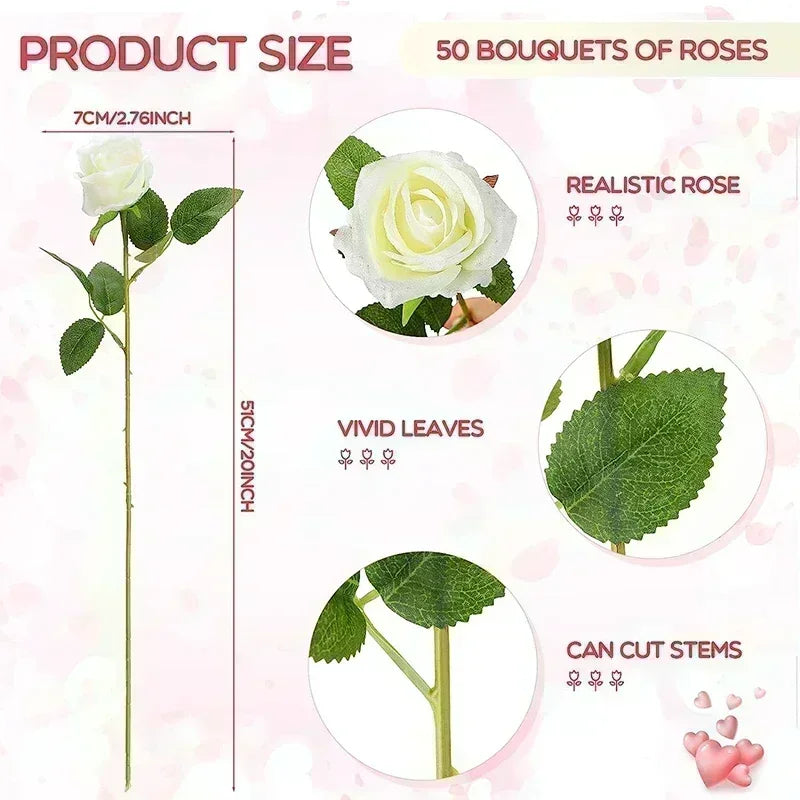 Bouquet of real looking artificial silk roses