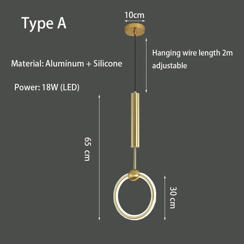 Pendant Lamp Bedroom Bedside Lamp Modern Minimalist Nordic Light Luxury Chandelier Restaurant TV Background Wall Chandelier