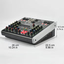LOMEHO 6 Channel Power Mixer 99 Effect Mixing Console with Amplifier Bluetooth USB PC Audio Record 2*100W Sound Table AM-AX6P