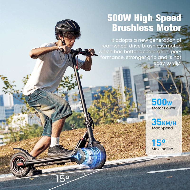 Electric Scooter 500W Adult E-Scooter 36V 7.5Ah Escooter,35KM High-Speed Support APP,30km Long Range City Scooter - iScooter i9M