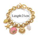 GIOIO Stainless Steel Starfish Seashell Bracelet Gold-Plated Pendant Bracelets For Women Jewelry Waterproof Trendy Jewelry Gift