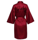 Wedding Party Team Bride Robe With Black Letters Kimono Satin Pajamas Bridesmaid Bathrobe SP003 - BUY ABROAD NOW