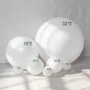 5, 10, 12, 18 and 36 inch (H) thick matte pure white latex round giant balloon, helium filled,