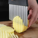 Stainless steel French fry cutter.