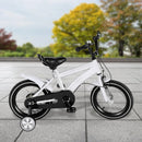 Kids’ Bike with Safety Training Wheels, 14-Inch Rubber Tires, Adjustable PU Seat, Chain Guard, White