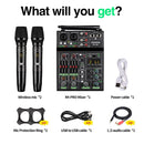 DGNOG 4 Channel Audio Mixer USB Mixer Bluetooth Console with Wireless Microphone DJ Mixer for Party Karaoke Machine Sound Bar