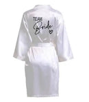 Wedding Party Team Bride Robe With Black Letters Kimono Satin Pajamas Bridesmaid Bathrobe SP003 - BUY ABROAD NOW