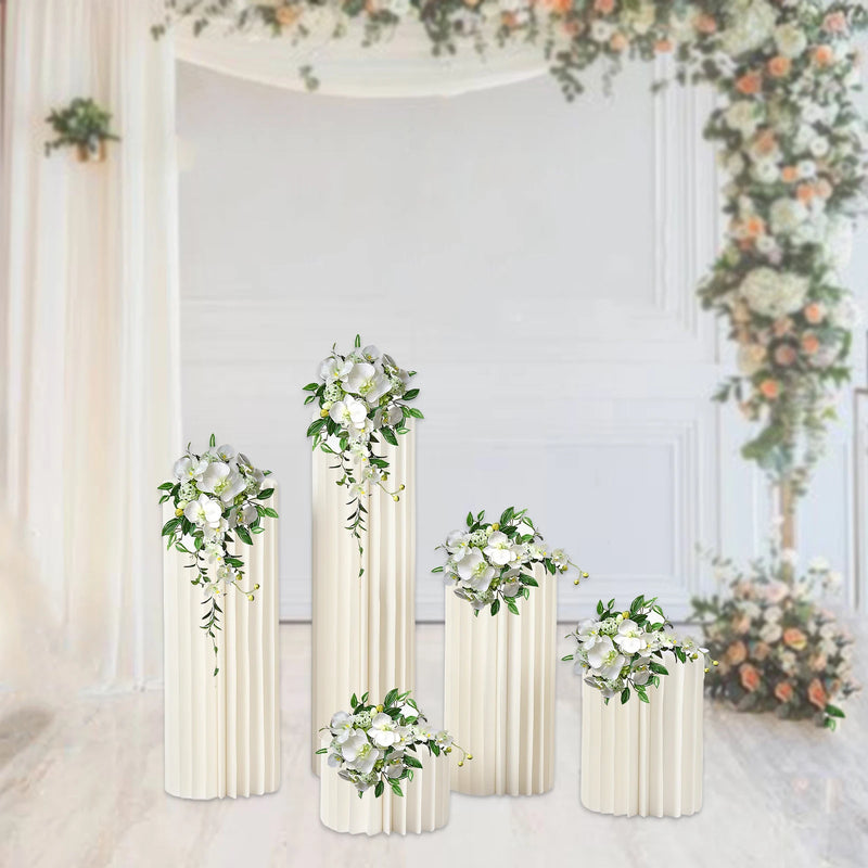 cylindrical centerpiece stands for party table decorations.
