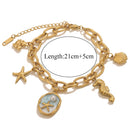 GIOIO Stainless Steel Starfish Seashell Bracelet Gold-Plated Pendant Bracelets For Women Jewelry Waterproof Trendy Jewelry Gift