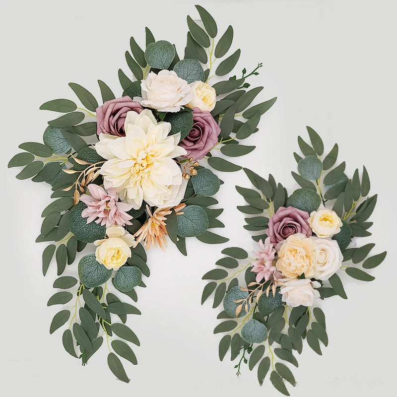 Yannew Artificial Flower Arch Kit for Wedding, Eucalyptus Garland.