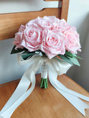 Bridal bouquets, white bridal bouquet, silk flowers, artificial roses,