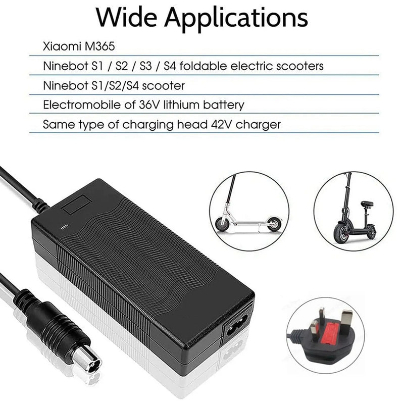 42V Fast Charging Electric Scooter Charger with LED Indicator-Suitable Xiaomi M365/Pro 2,AOVO,Ninebot Es 1 2 3 4-UK Plug