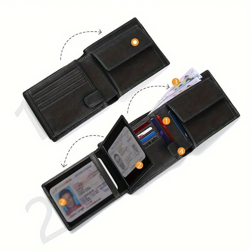 Men's Wallet RFID Anti-Theft Brush Loose Leaf Three Fold Wallet Large Capacity With Zero Money Bag Credit Card Bag. - YATBEST