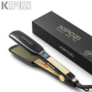 KIPOZI Professional Titanium Flat Iron Hair Straightener with Digital LCD Display Dual Voltage Instant Heating Curling Iron
