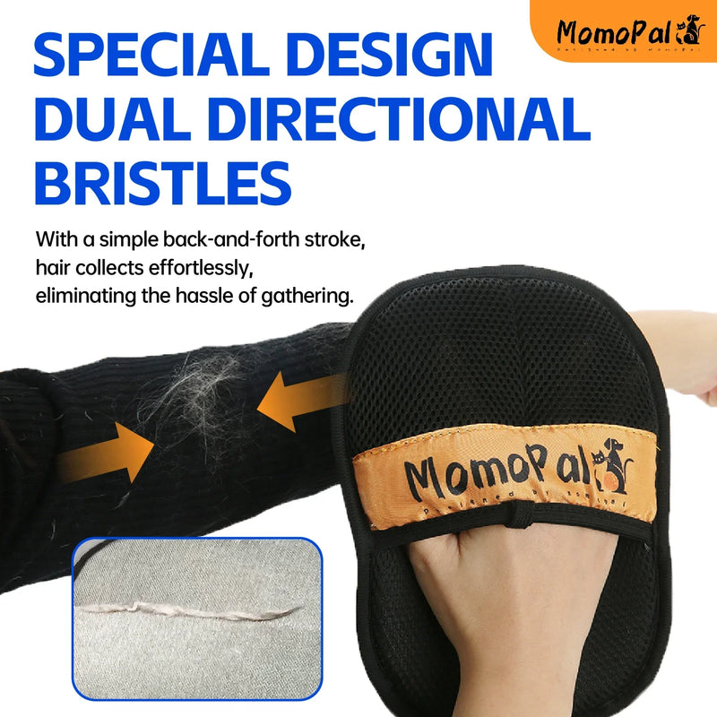 Pet Grooming Gloves Cats Hair Brush Pet Removal Gloves Dual Brush Static-Free Cat Cleaning Tool Hair Stripping Mitts