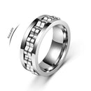 Anti Stress Stainless Steel Ring For Men Gear Chain Rotating Anxiety Relief Spinning Fidget Rings Punk Jewelry Bague Homme