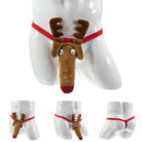 Polyester Fiber Underwear Thong G-String Briefs Bulge Pouch Christmas Reindeer Funny Underwear Khaki Mens One Size