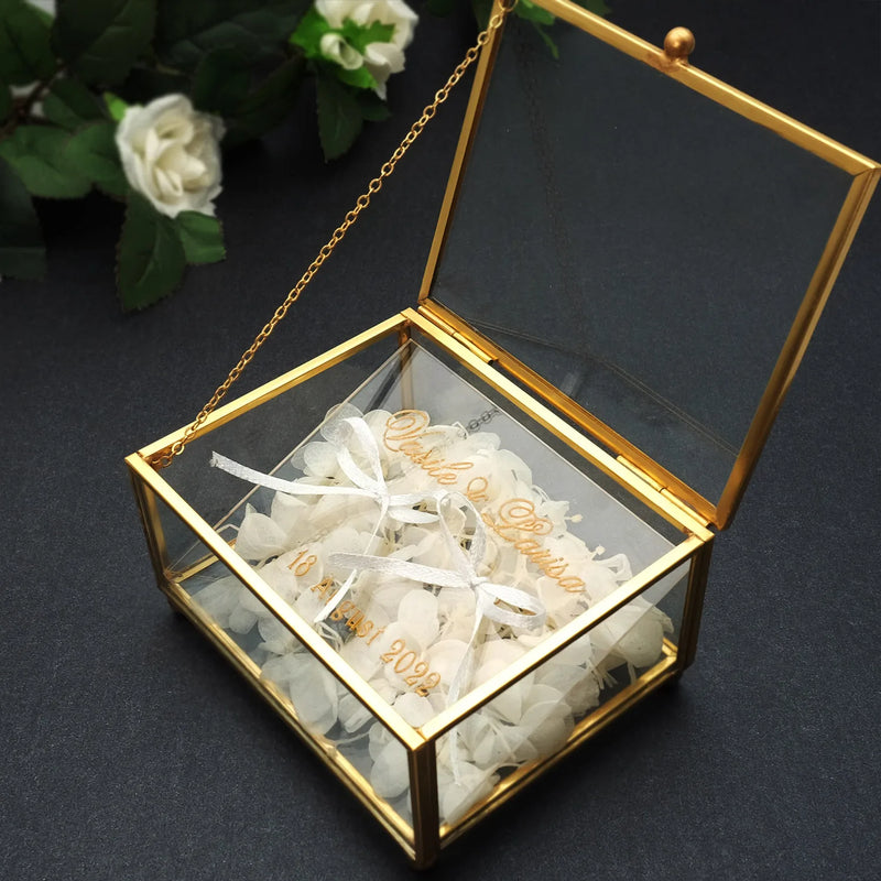 Personalized Crystal Ring Box, Custom Wedding Ring Holder,