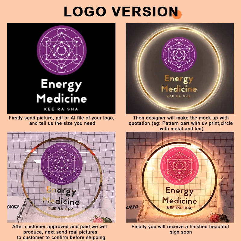 Custom Acrylic Business Logo Neon Lights Wall Personalised Sign Business Office Logo Beauty Salon Plaques Hair Studio 3D Sign