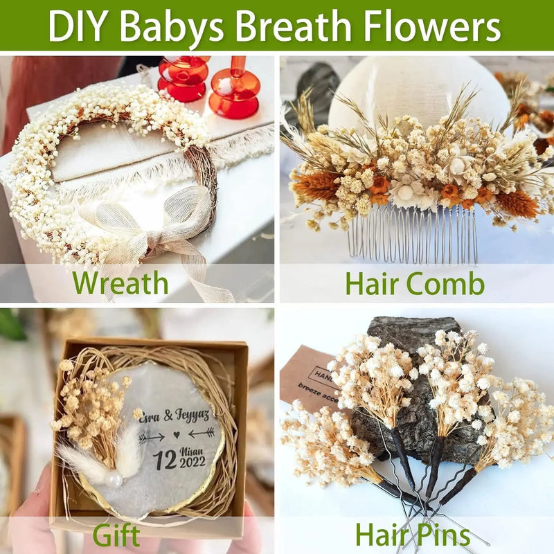 Dried baby's breath flower bouquet, gypsophila branches for arch decoration