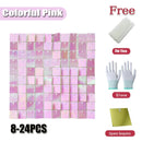 Square glitter wall background with shiny decorative panels,