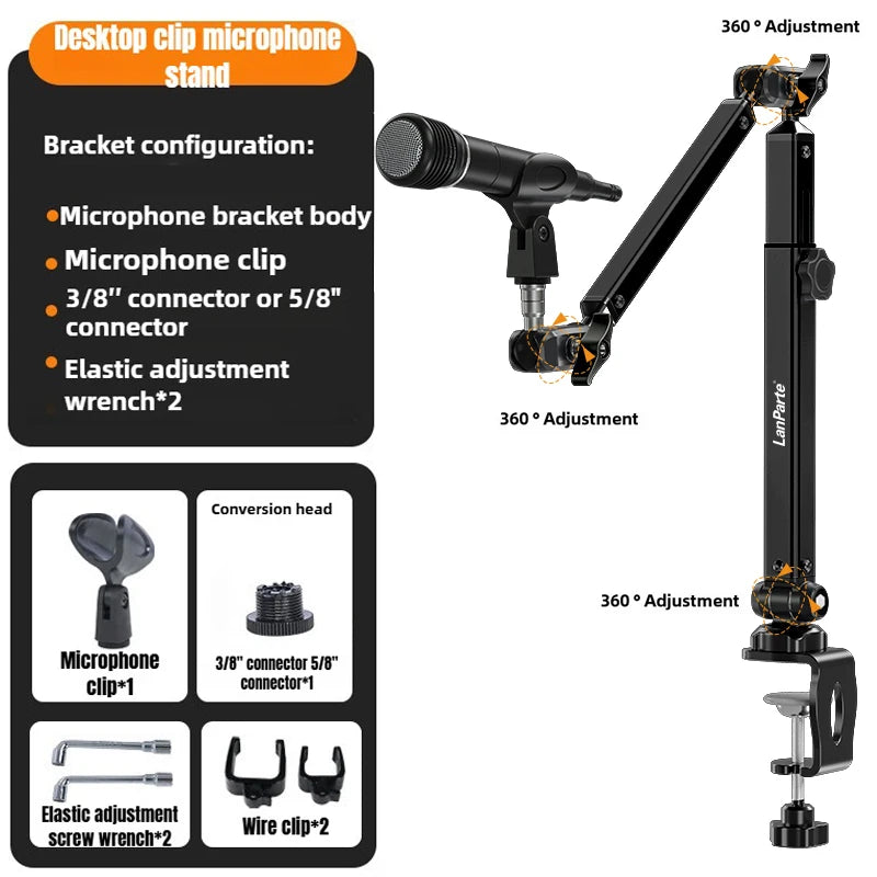 Mic Boom Arm Microphone Stand for Blue Yeti FIFINE AM8 K669B HyperX QuadCast SoloCast AT2020 Shure SM7B MV7 and Other Microphone