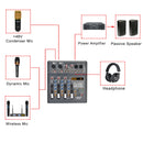 Lomeho Mixing Console 320 DSP Effects Audio Mixer 2 AUX Output 4 Channels Sound Table Individual 48V Phantom Bluetooth AM-AKS3