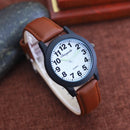 Fashion leather strap watches for woman man children boys young students 12hours quartz waterproof watches clock. - 2025