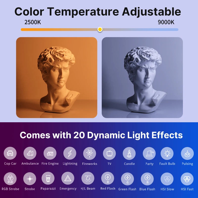 Colorful Portable LED Light with LED Light Bar, Photography Studio Lamp