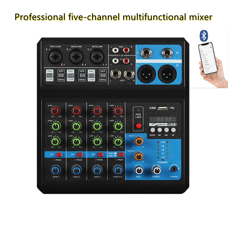 4 - Way Mixer Audio Professional Sound With Card Effects Processor Pro Equipment Mixing Console Usb Portable Video Consumer