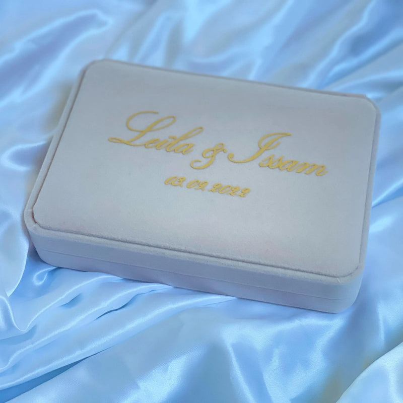 Personalized flannel jewelry box, wedding ring box, necklace box, rings