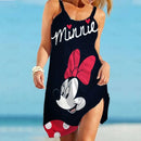 Women's Beach Dresses Disney-Mickey Minnie Dresses for Women 2025. Summer Fashion Sling Print Sexy Skinny Seaside Casual Oversize