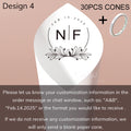 Personalized wedding confetti cones with names and date,