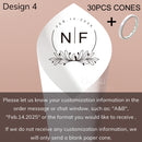 Personalized wedding confetti cones with names and date,